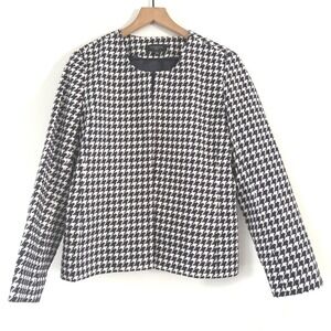 Talbots Houndstooth Suit Jacket‎ Women 16P Navy Blue White Work Office Career